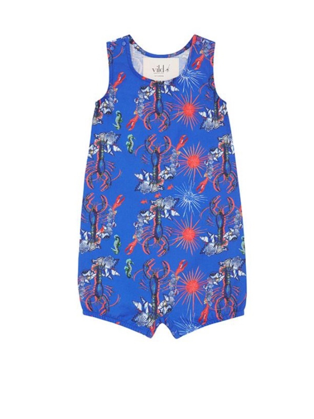 Blue Lobster Print Kids One-Piece Romper